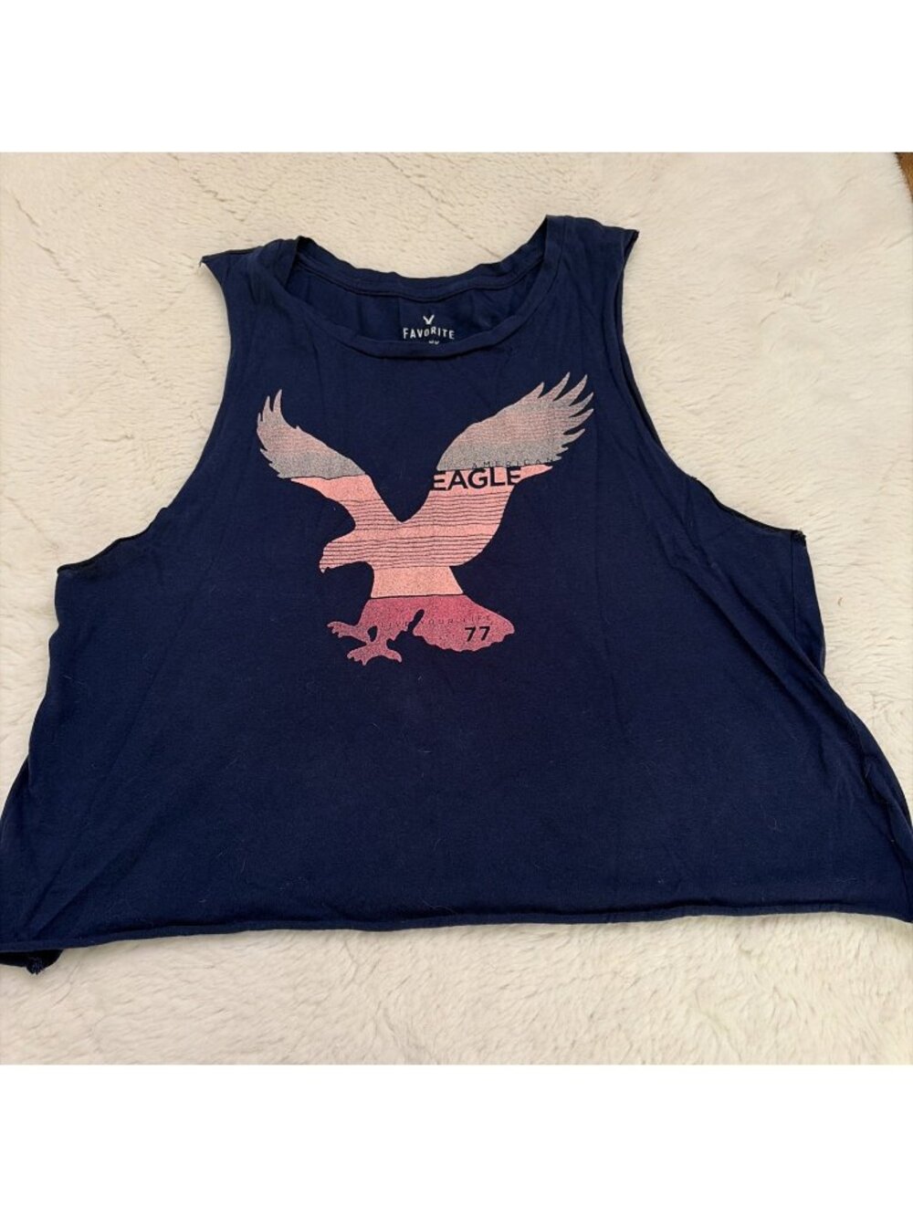 American Eagle Favorite Tank Small Blue Center Logo Cropped